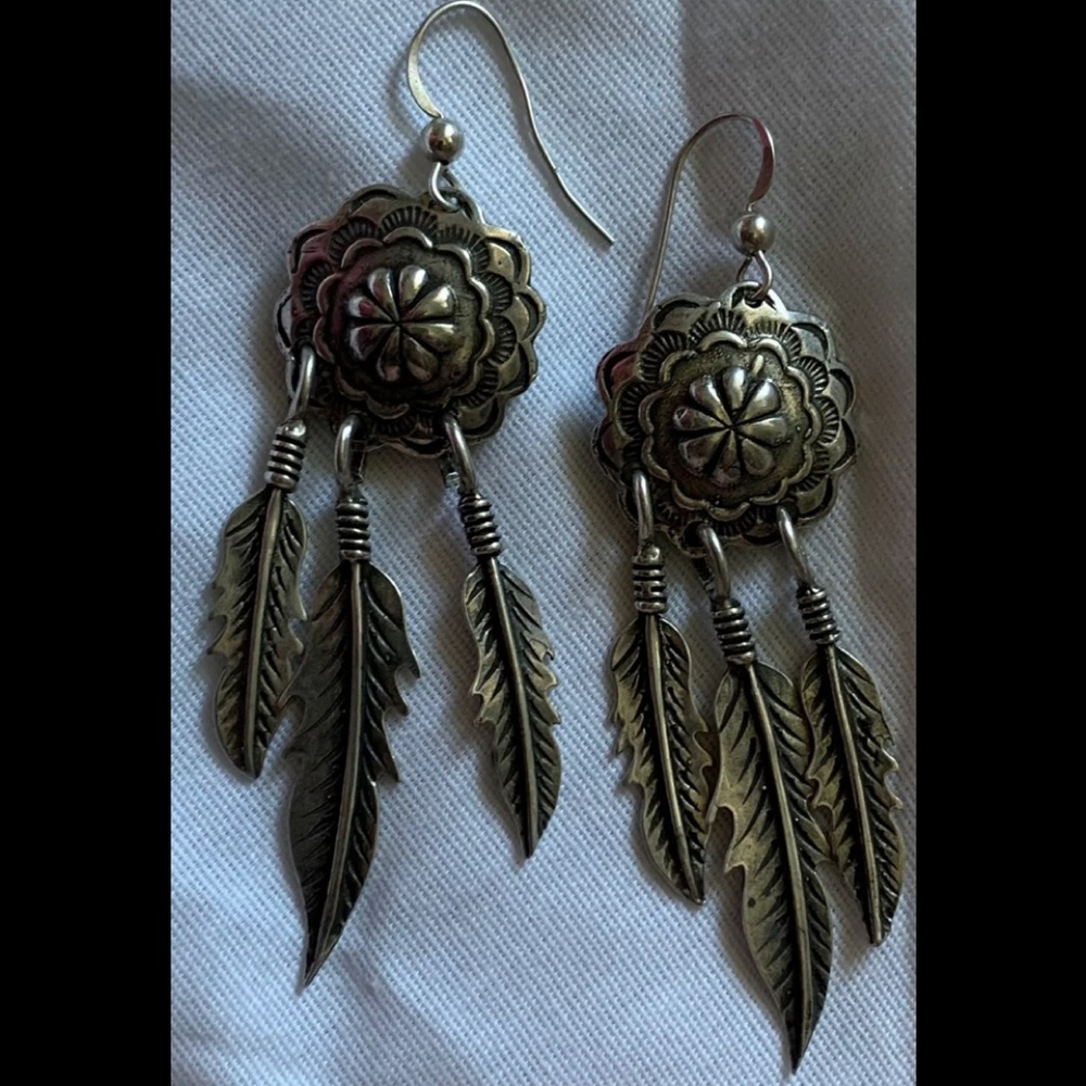 Vintage Sterling Silver Dream Catcher Earrings